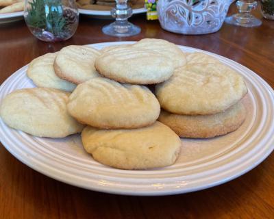 Sugar cookies on a plate.