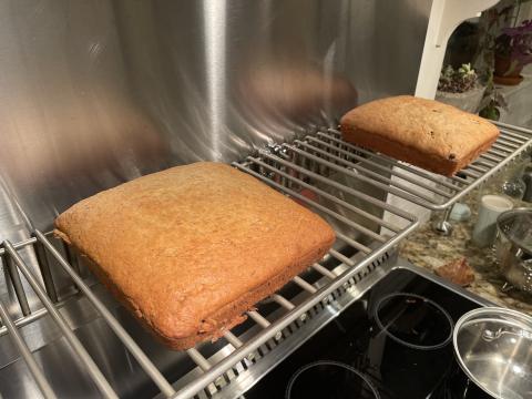 Banana bread in cake pans
