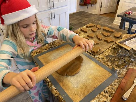 Making gingerbread cookies.