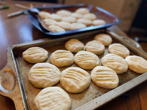 Sugar cookies after baking.