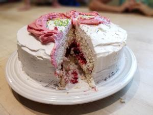Lemon layer cake with raspberry